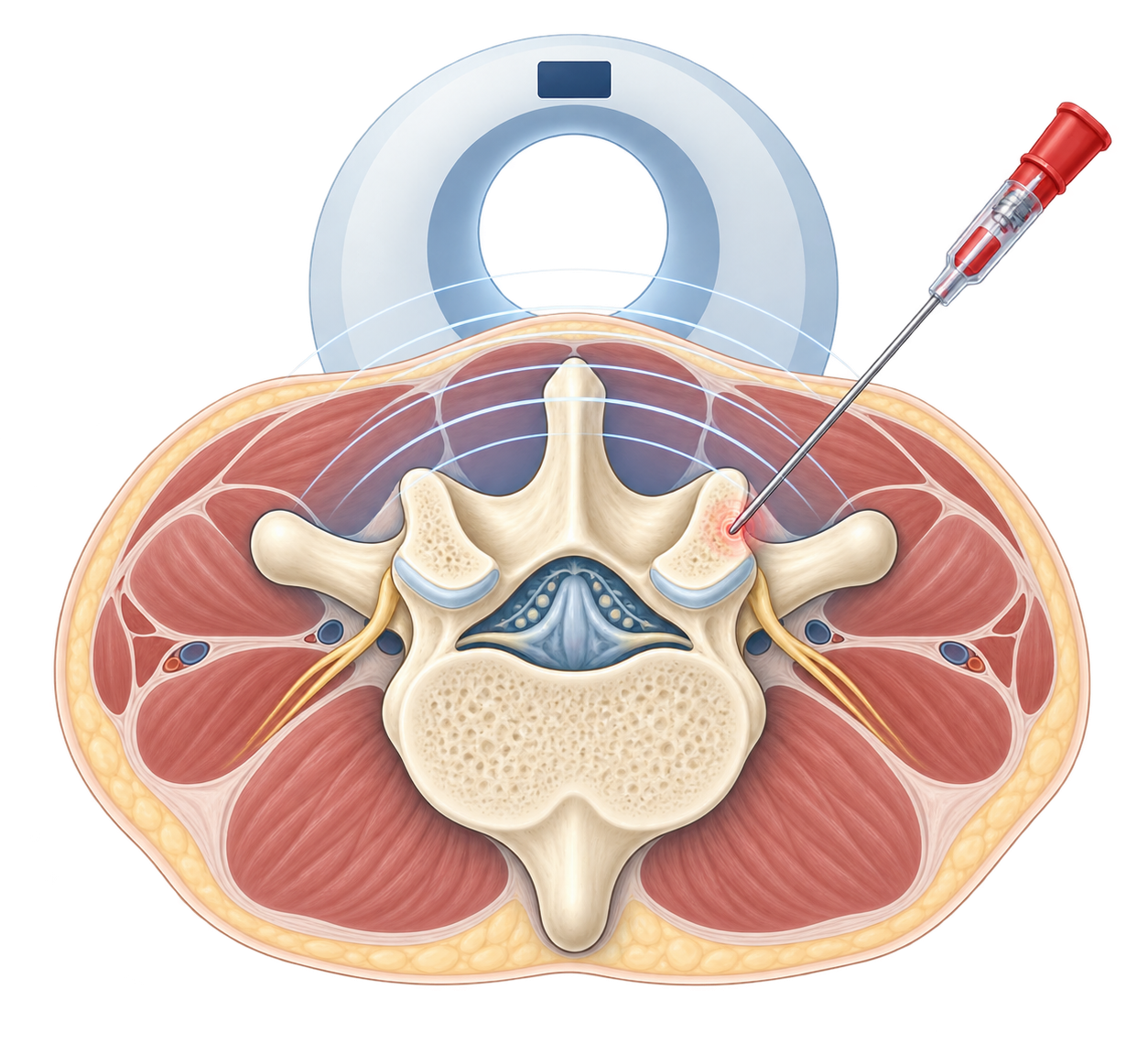 Illustration d’une infiltration sous guidage scanner